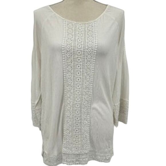 Nygard Women's White Lace Detail Peasant Top Size Medium - Boho Chic - Picture 1 of 13